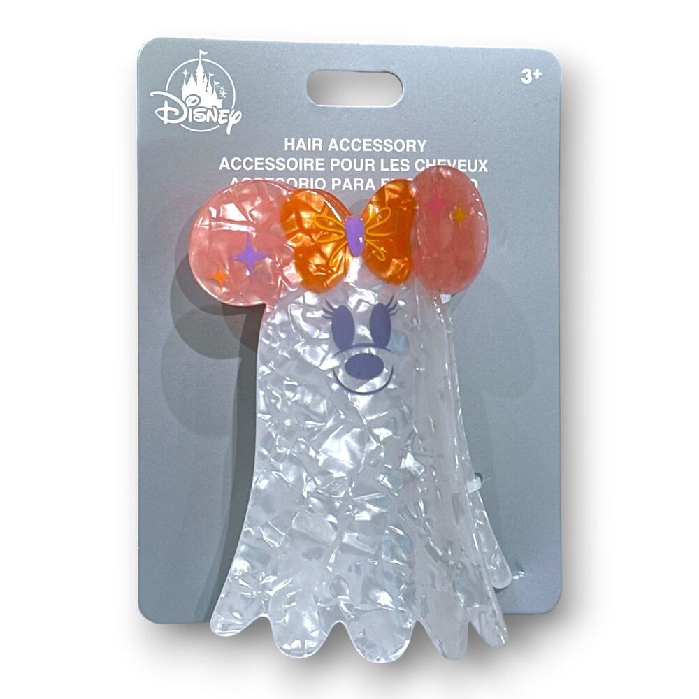 2026 Disney Parks Minnie Mouse Ghost Halloween Hair Accessory Clip New